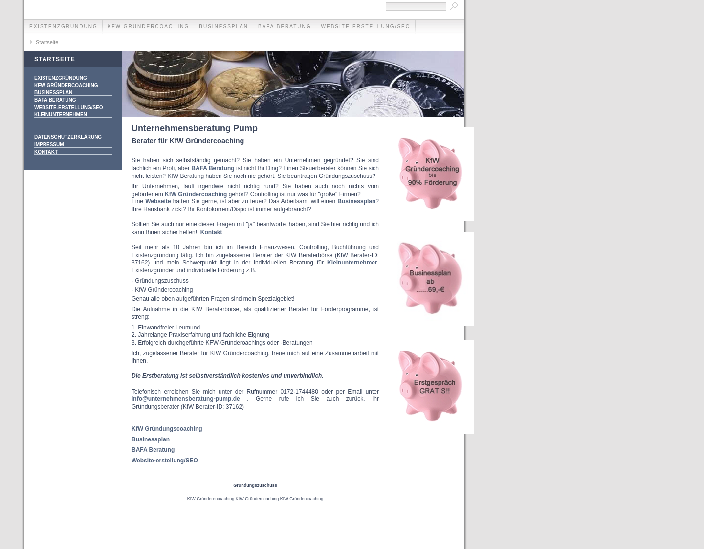 Aktuelle Website-Vorschau von Unternehmensberatung Pump