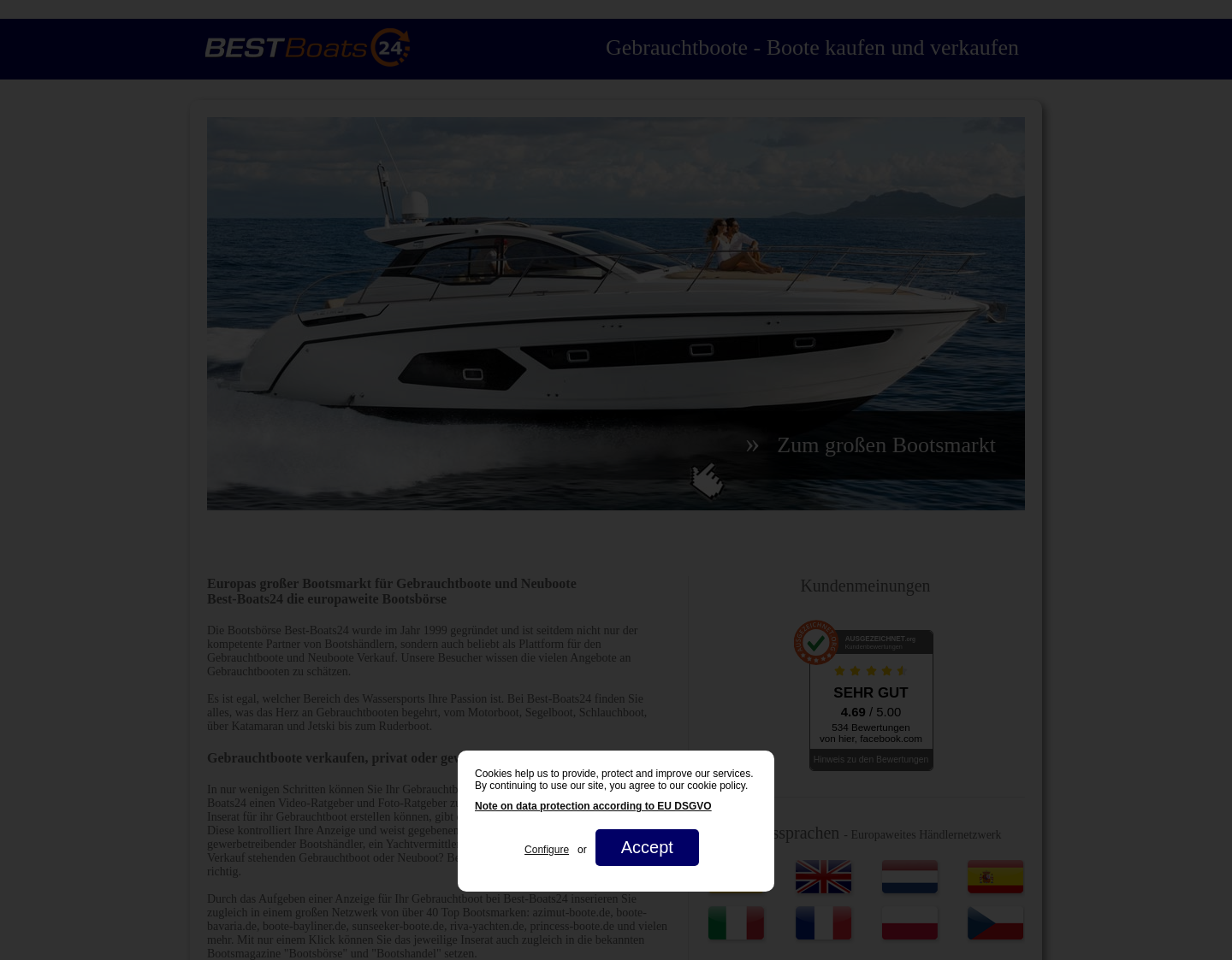 Aktuelle Website-Vorschau von Gebrauchtboote - Best-Boats24.net