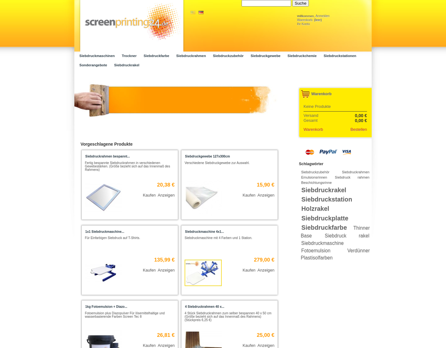 Aktuelle Website-Vorschau von Screenprinting24