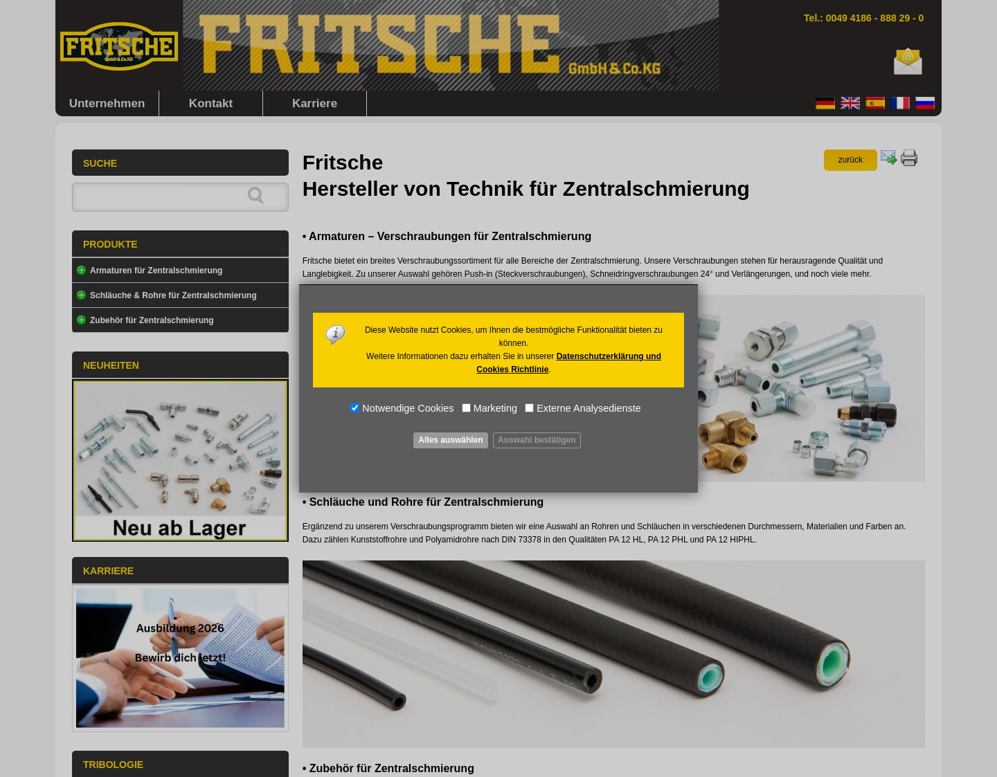 Aktuelle Website-Vorschau von Fritsche GmbH & Co. KG