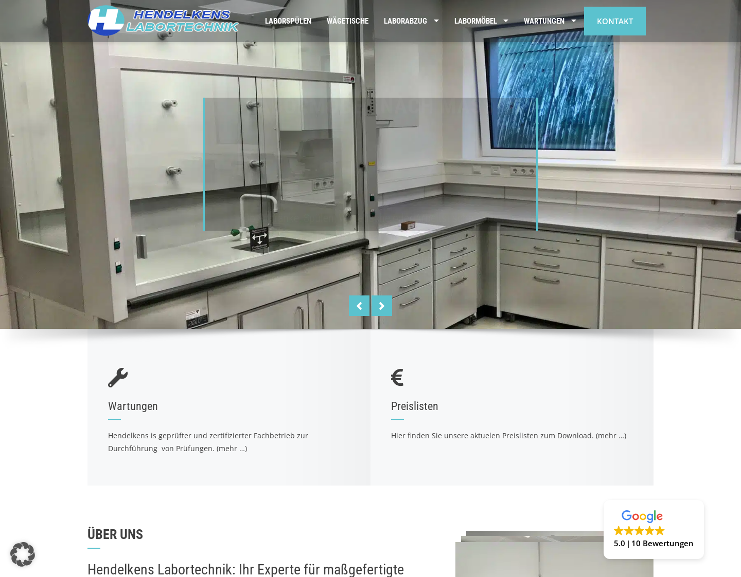 Aktuelle Website-Vorschau von Laboreinrichtung