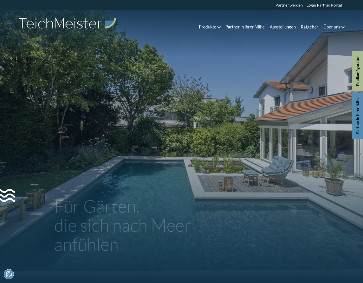 Aktuelle Website-Vorschau von Teichmeister