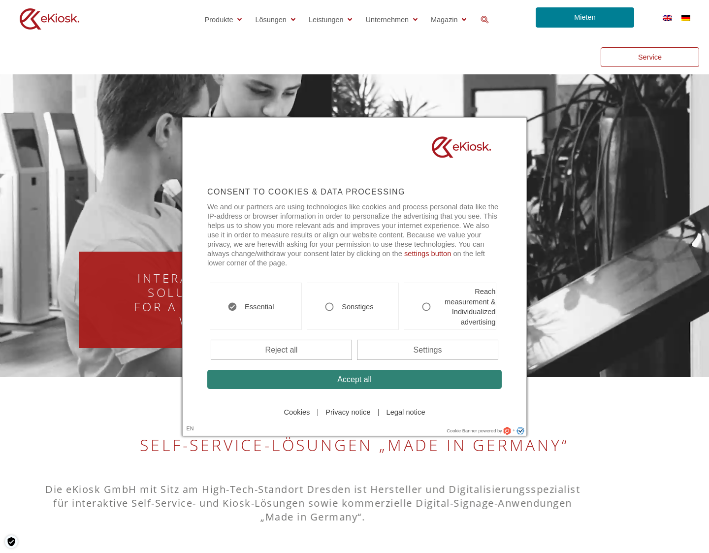 Aktuelle Website-Vorschau von Kiosksysteme vom Fachmann eKiosk