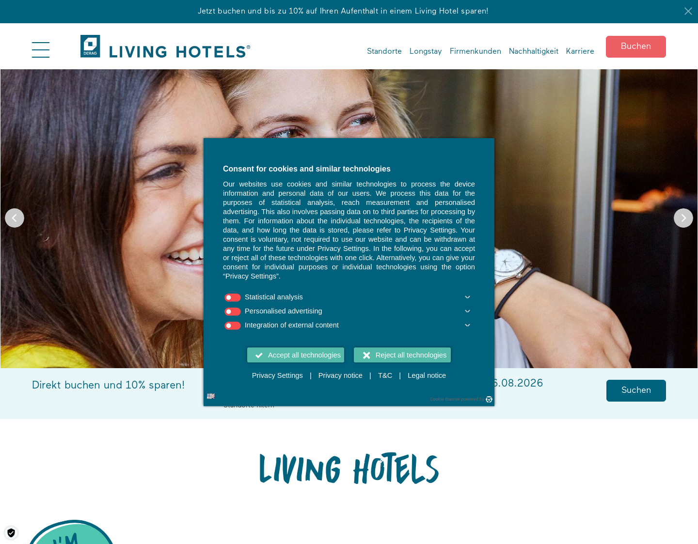 Aktuelle Website-Vorschau von Apartment in Berlin - Living Hotels