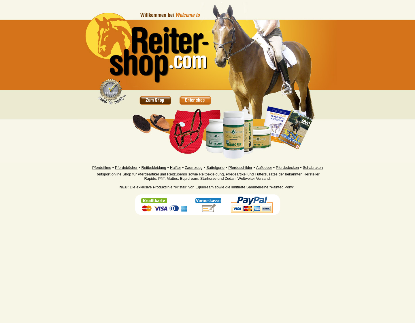 Aktuelle Website-Vorschau von Reitsport Shop - Pferdeartikel und Reitz