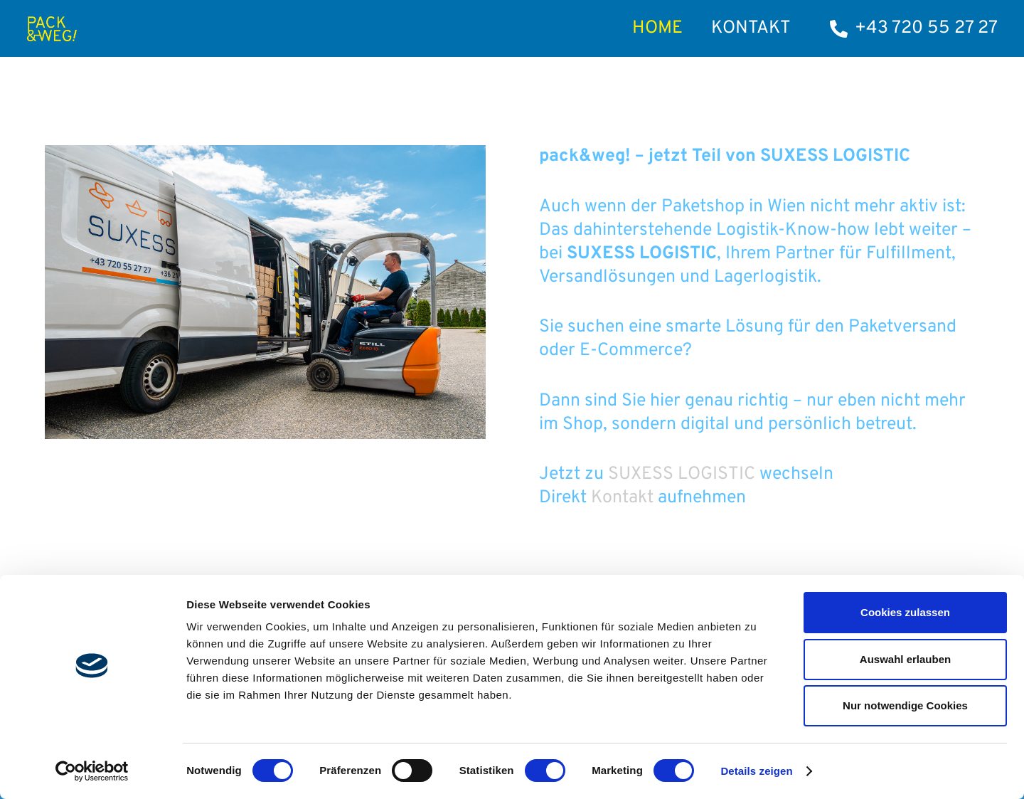 Aktuelle Website-Vorschau von pack & weg! - Verpackt, versendet.