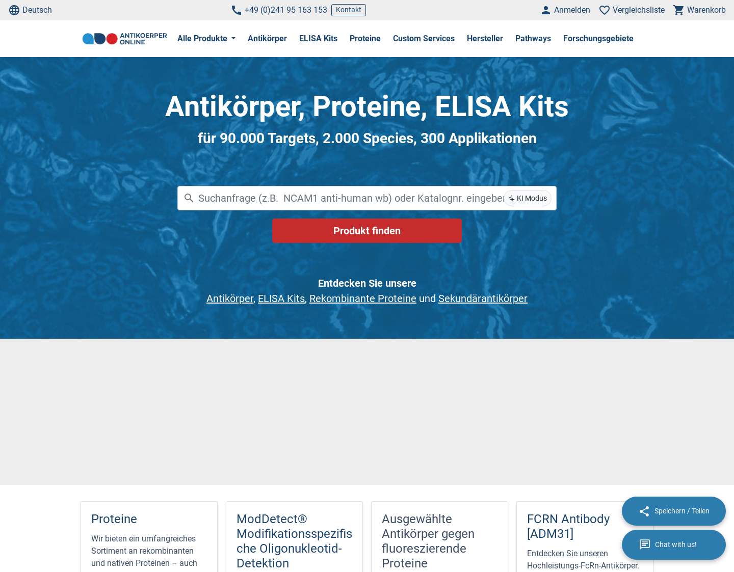 Aktuelle Website-Vorschau von Antikoerper - Online.de