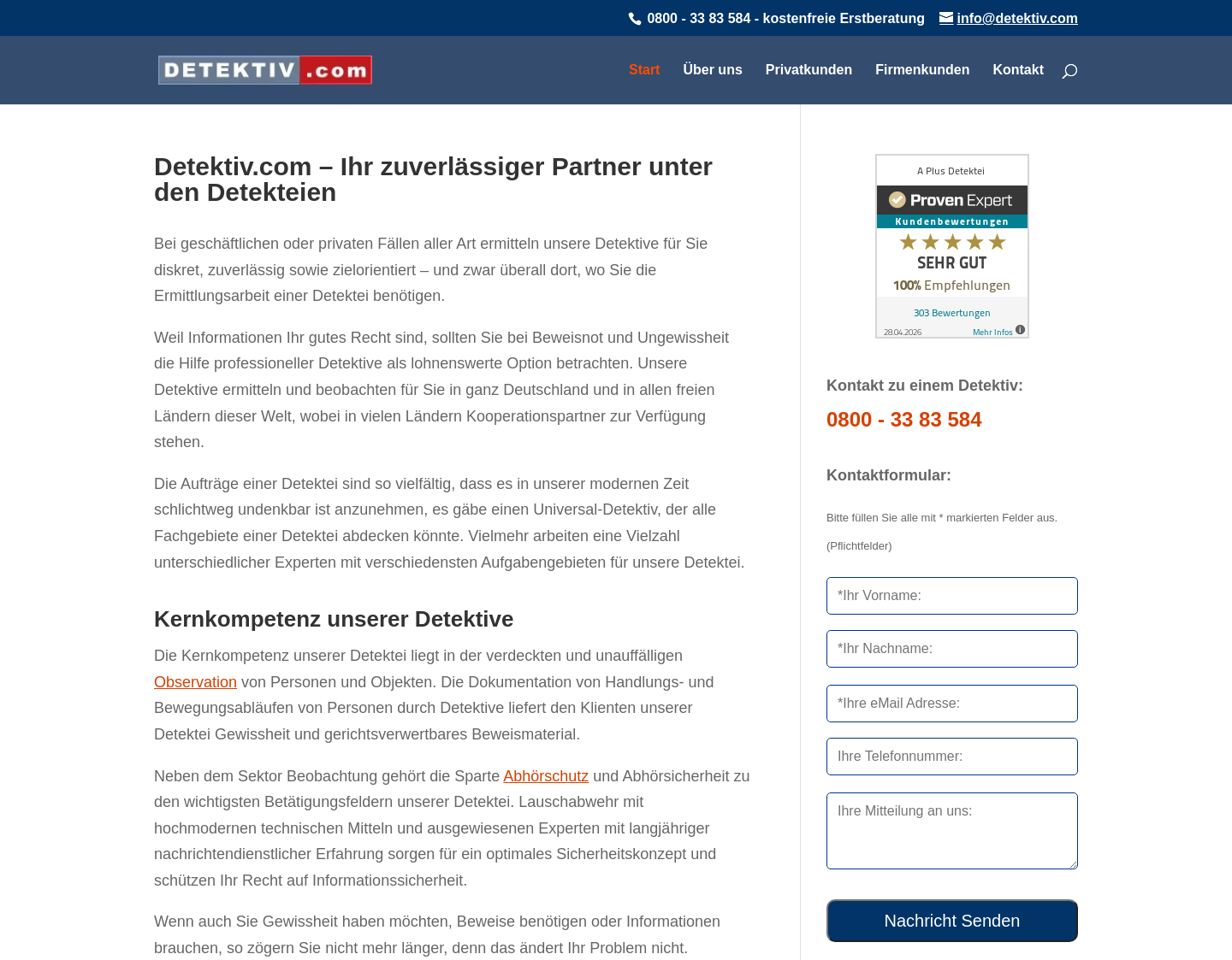 Aktuelle Website-Vorschau von Detektei Bundesweit - Detektiv.com