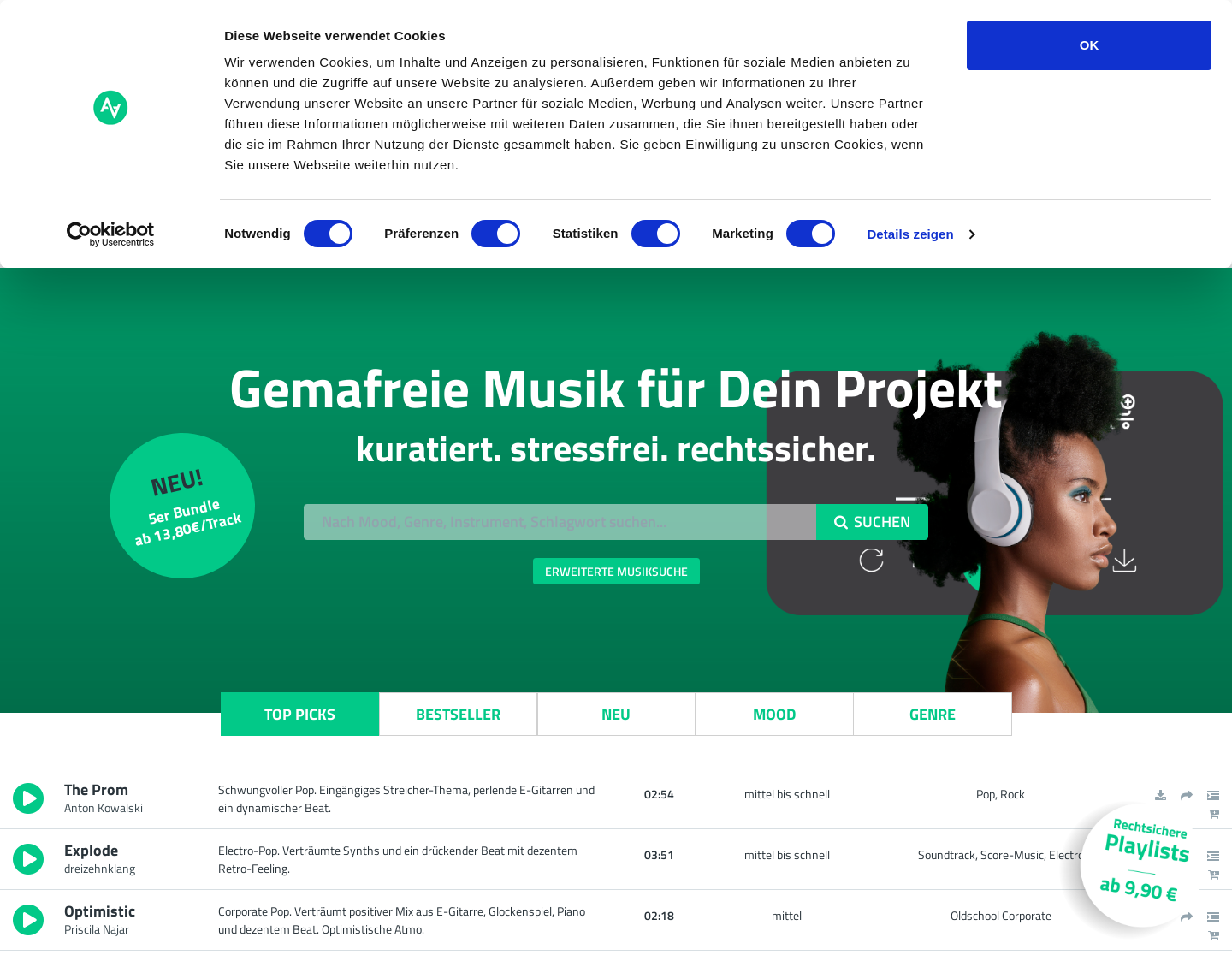 Aktuelle Website-Vorschau von audioagency - gemafreie Musik
