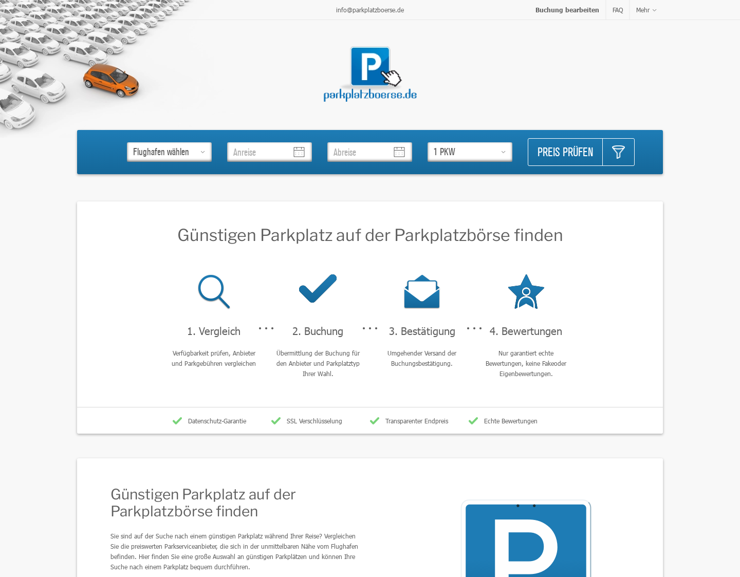 Aktuelle Website-Vorschau von Günstig Parken am Flughafen