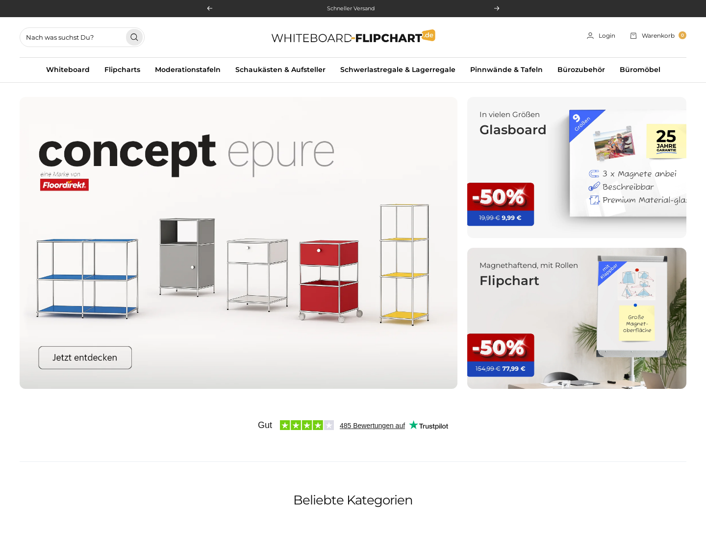 Aktuelle Website-Vorschau von Whiteboard-FLipchart.de