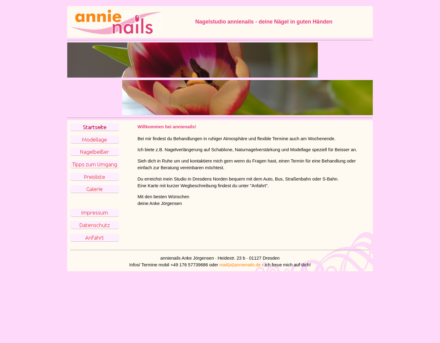 Aktuelle Website-Vorschau von annienails Nageldesign & Seminare