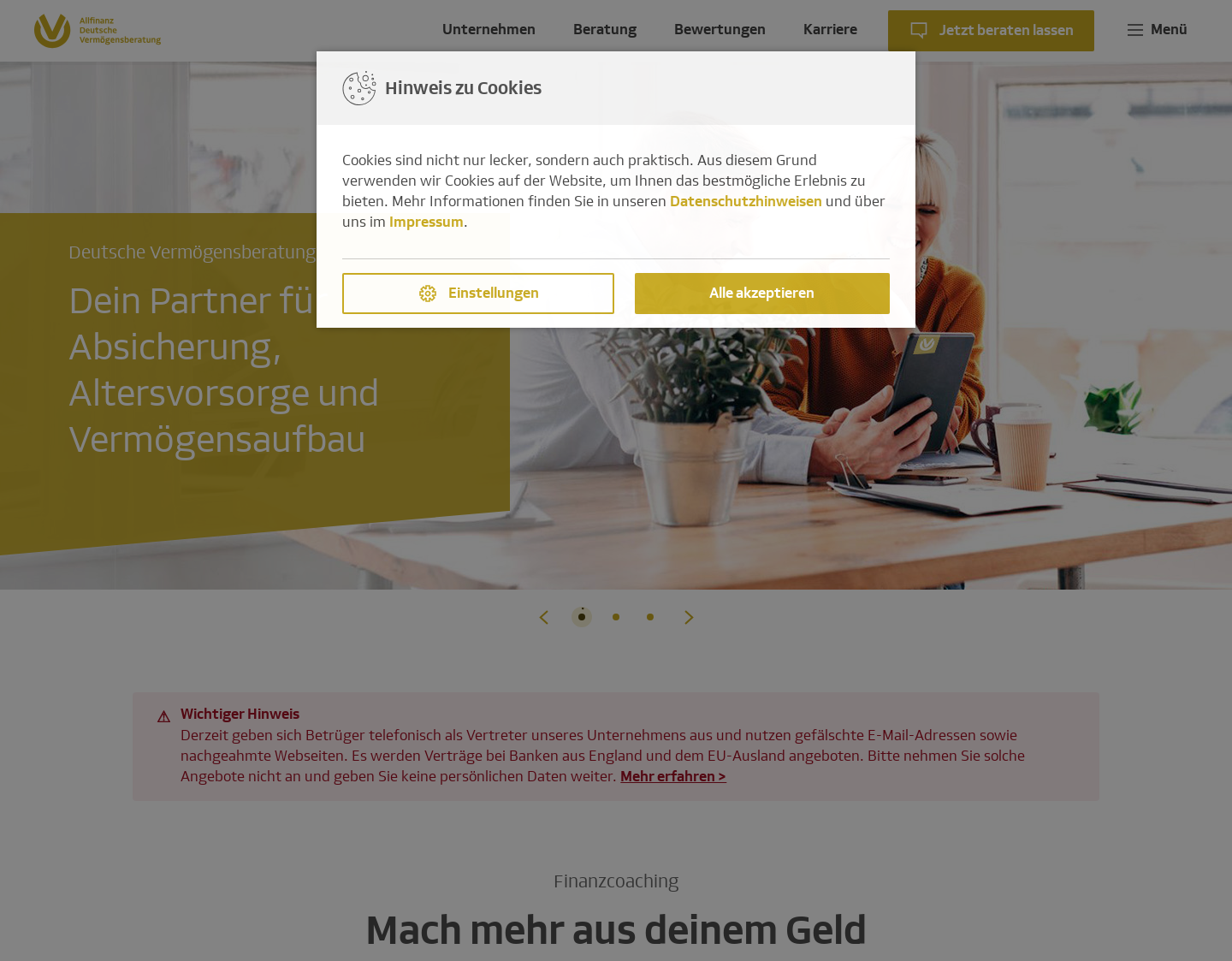 Aktuelle Website-Vorschau von DVAG@derlinkeonline.de