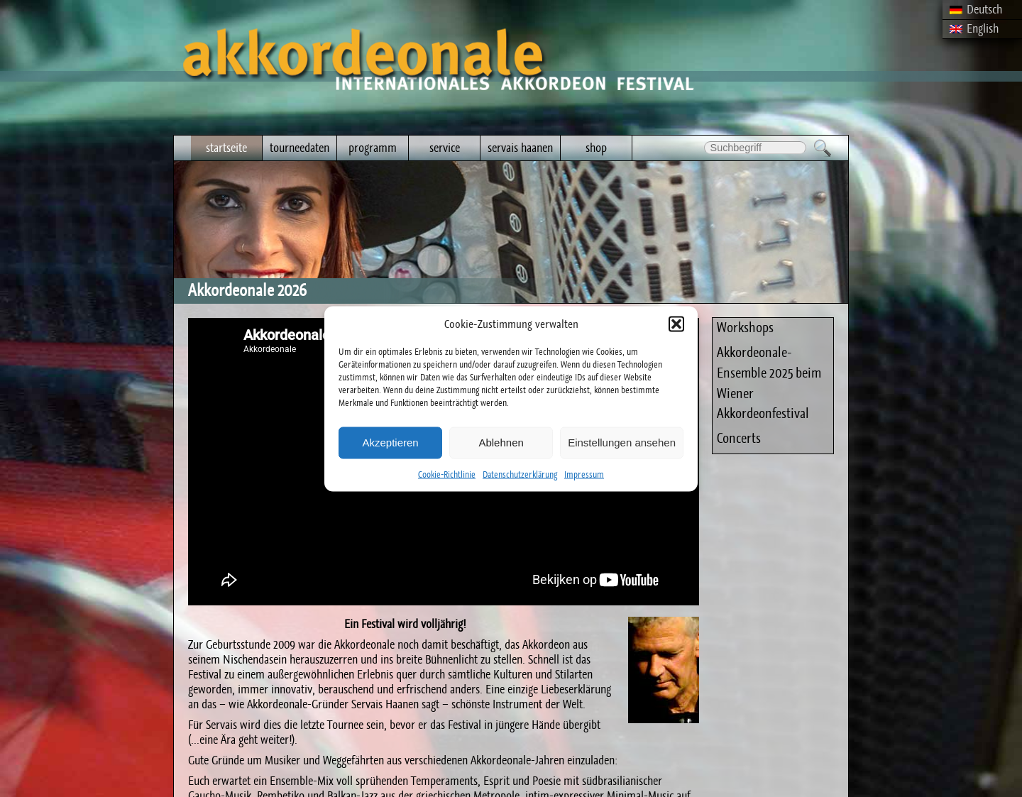 Aktuelle Website-Vorschau von Akkordeonale