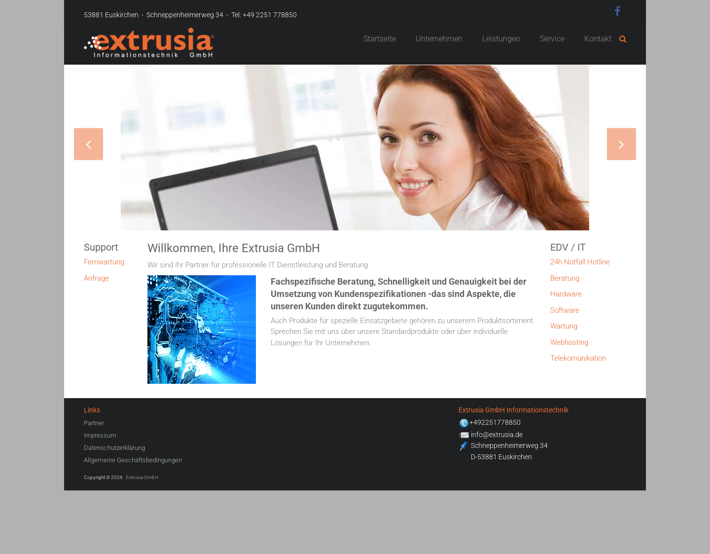 Aktuelle Website-Vorschau von Extrusia GmbH Informationstechnik