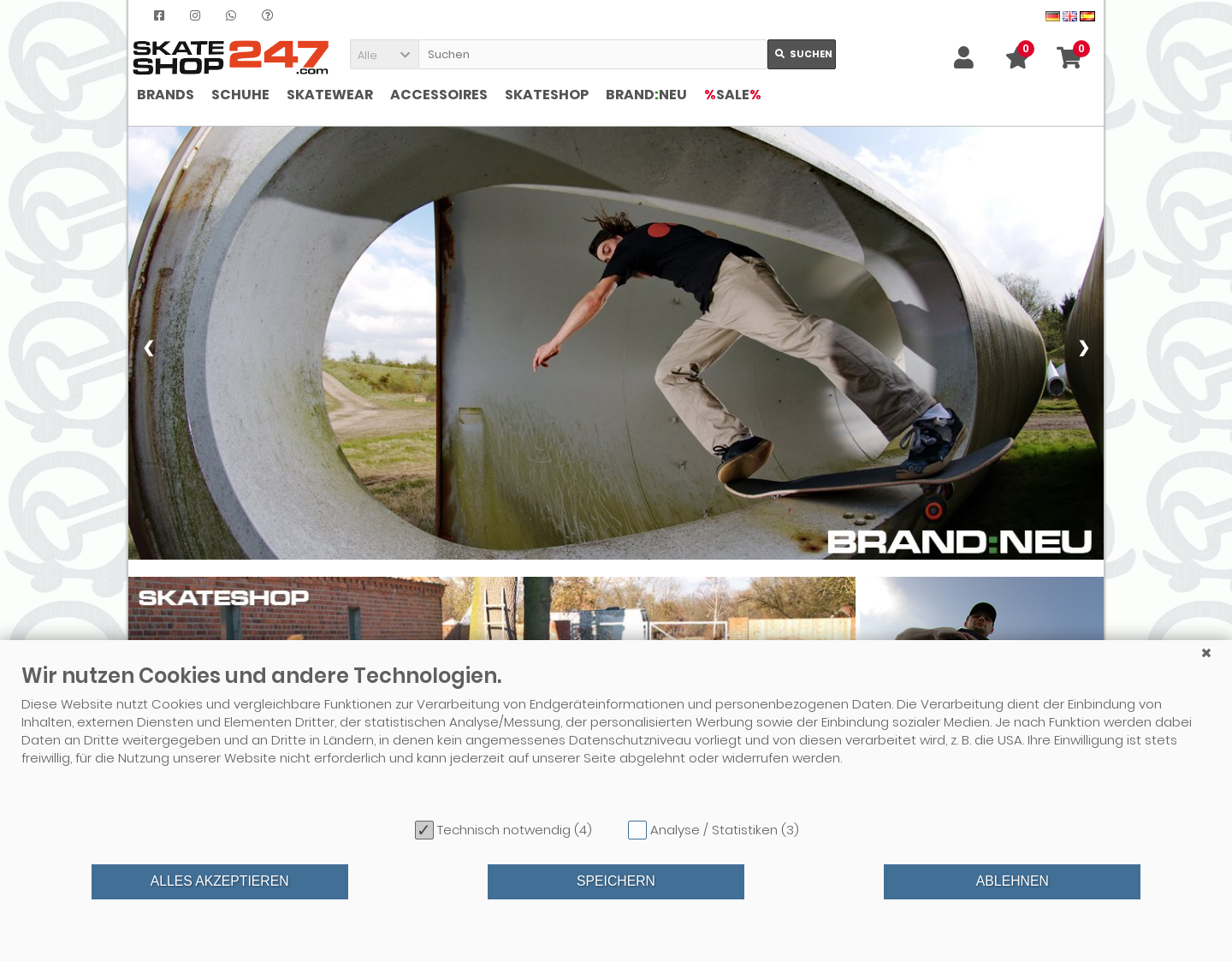 Aktuelle Website-Vorschau von Skateshop 24/7 - Online Skateshop