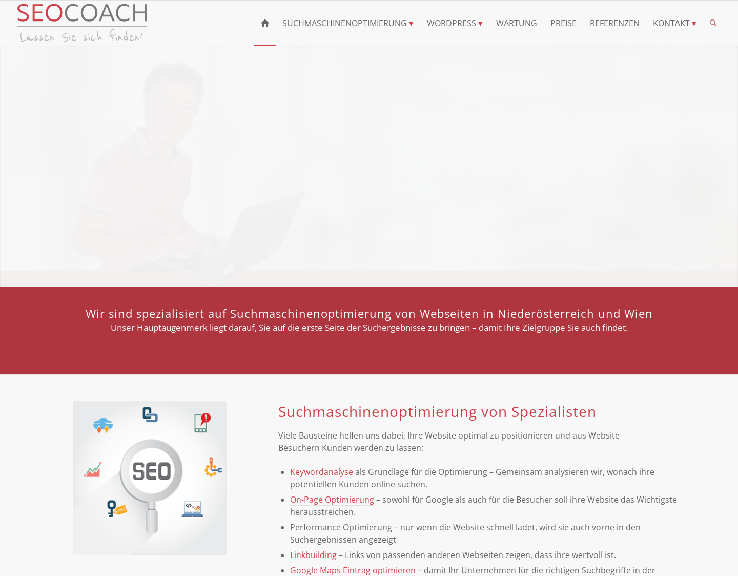 Aktuelle Website-Vorschau von SEO Coach