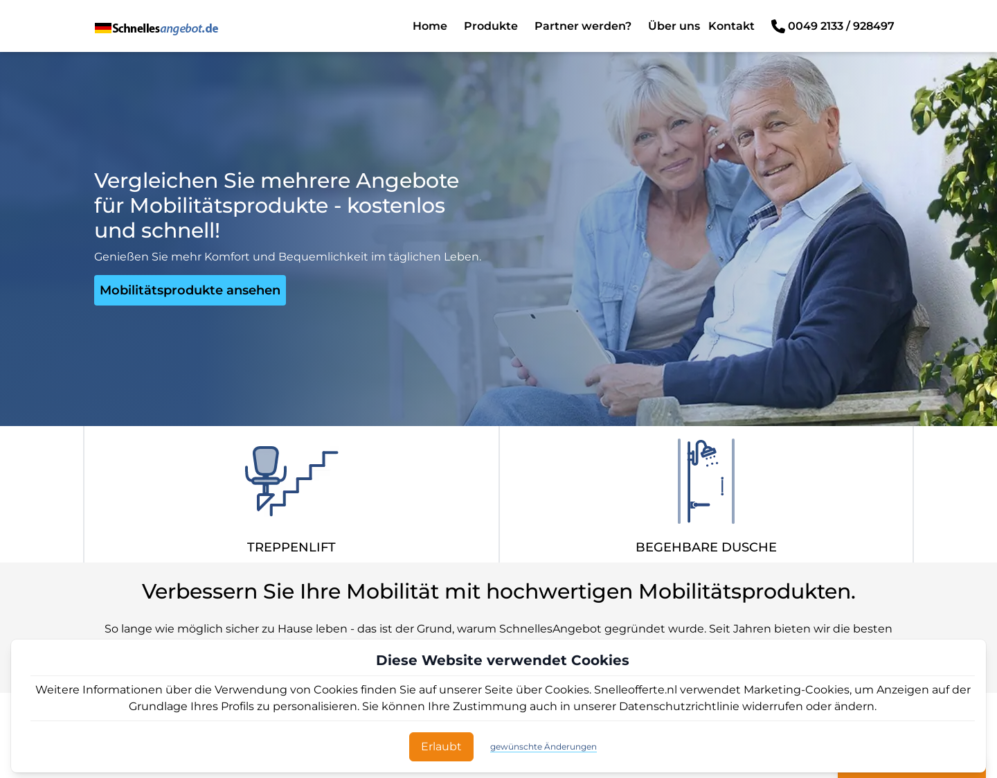 Aktuelle Website-Vorschau von Treppenlift-Angebote vergleichen