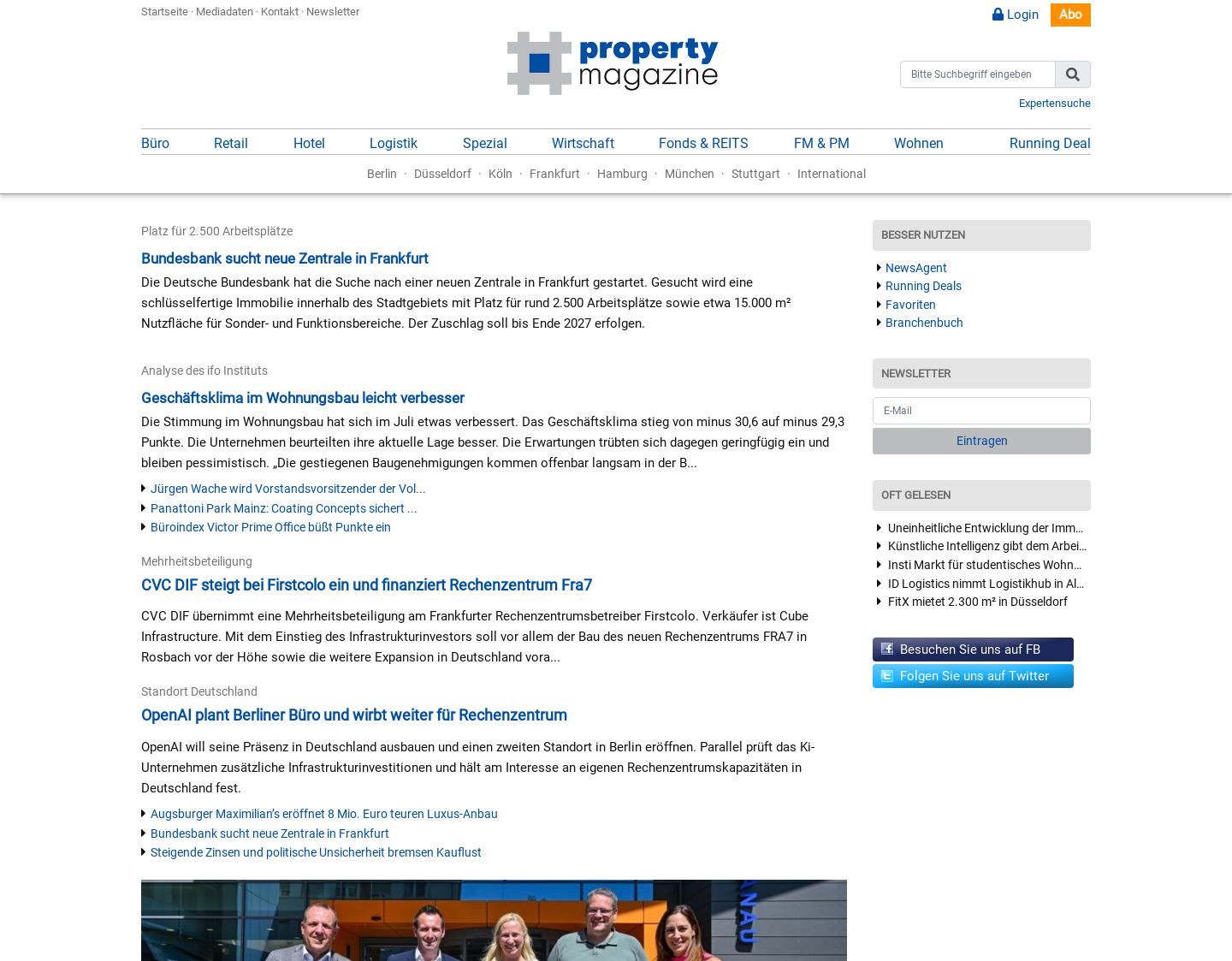 Aktuelle Website-Vorschau von Immobilien Nachrichten