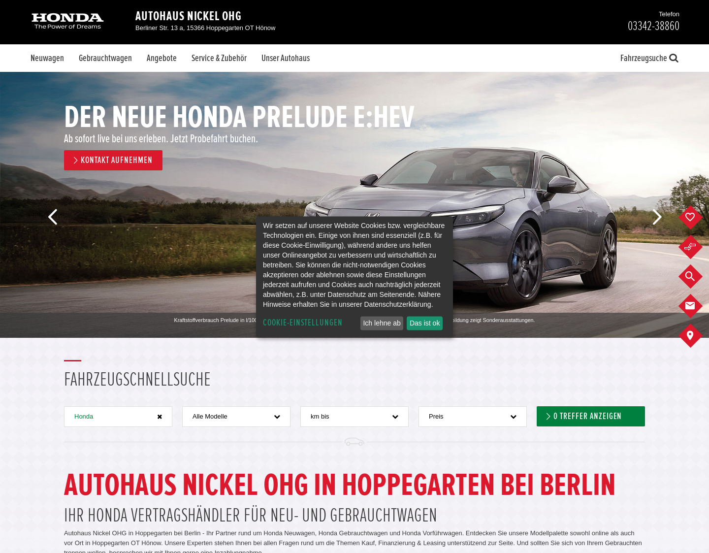 Aktuelle Website-Vorschau von Honda Autohaus Nickel OHG