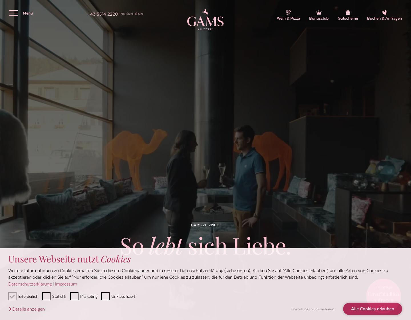 Aktuelle Website-Vorschau von GAMS. Geniesser- & Kuschelhotel