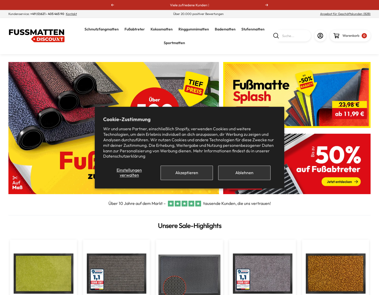 Aktuelle Website-Vorschau von Fussmatten und Autofussmatten