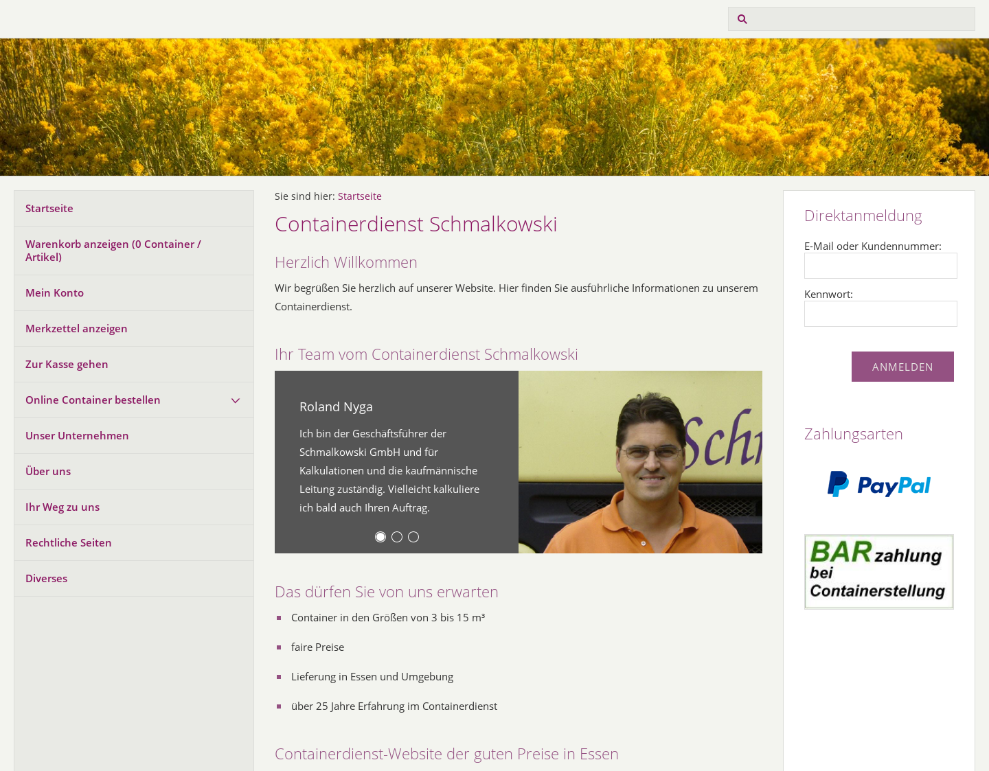 Aktuelle Website-Vorschau von Containerdienst Schmalkowski