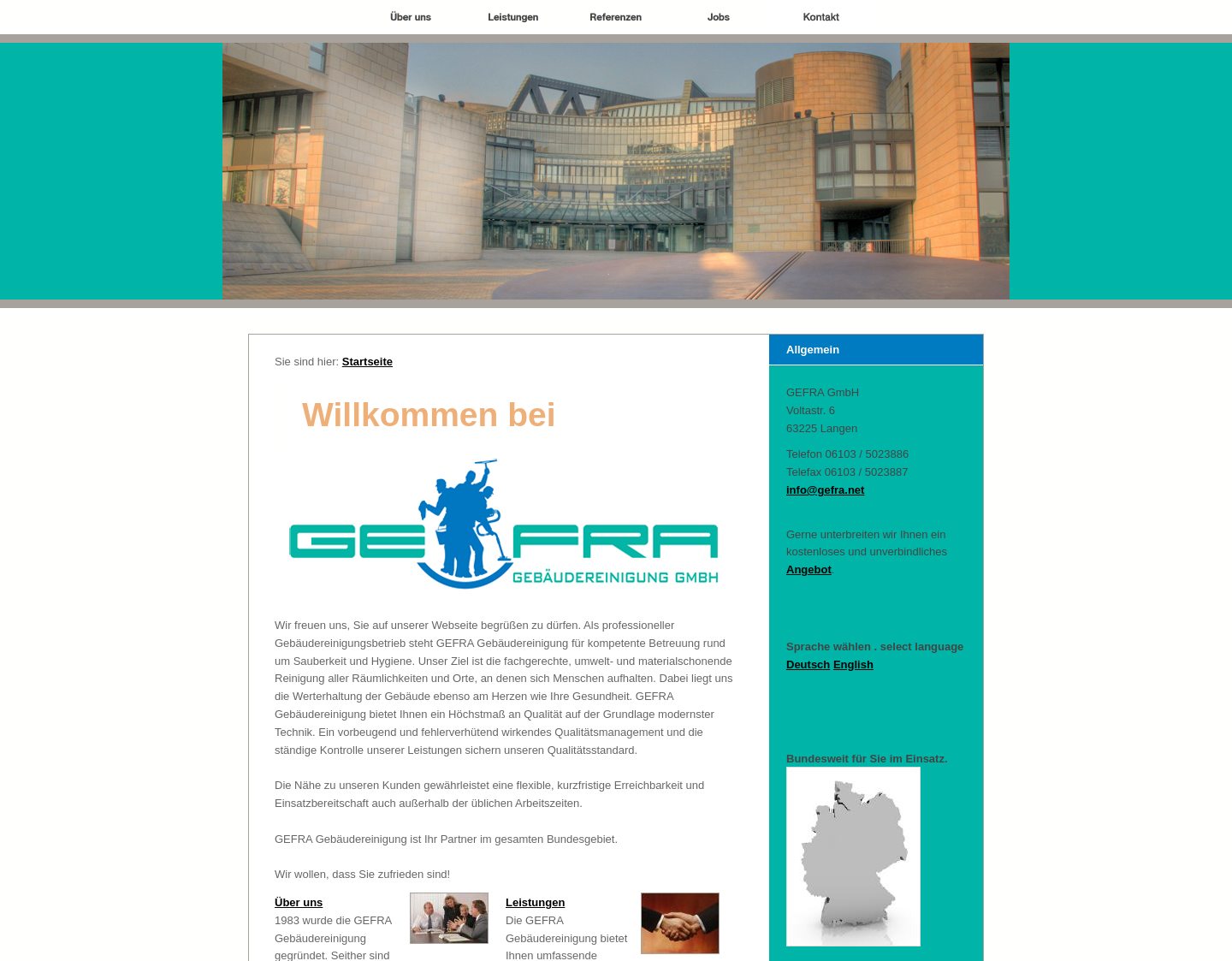 Aktuelle Website-Vorschau von Gefra Gebäudereinigung