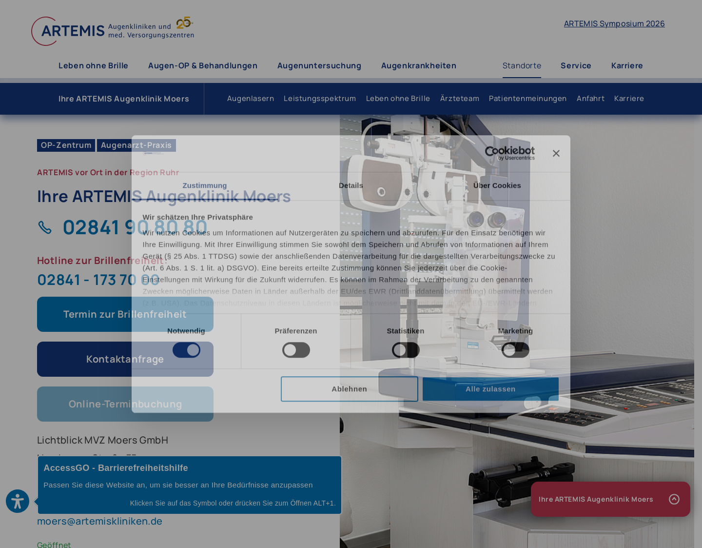 Aktuelle Website-Vorschau von Augenklinik Moers