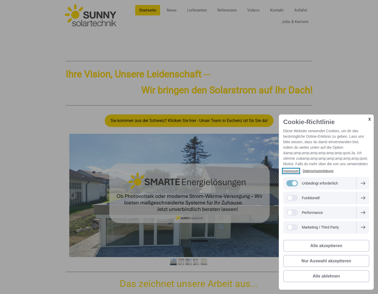 Aktuelle Website-Vorschau von Sunny Solartechnik GmbH