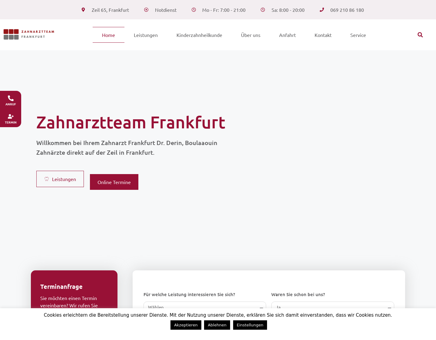 Aktuelle Website-Vorschau von Dr. Derin, Boulaaouin Zahnärzte