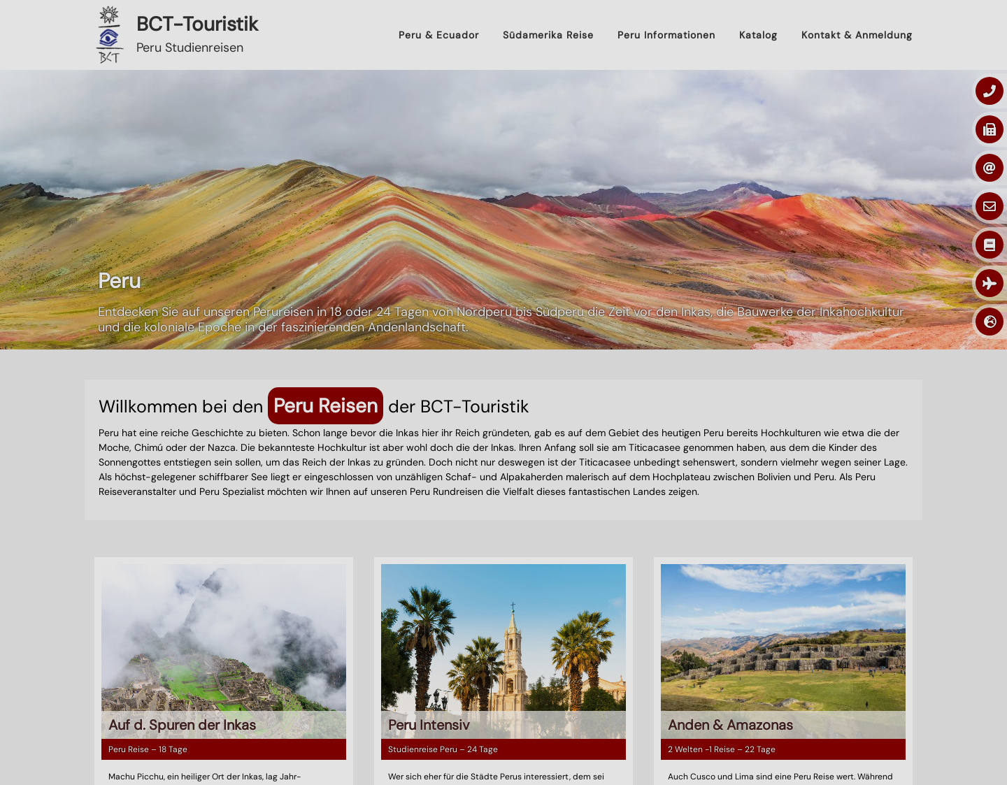 Aktuelle Website-Vorschau von Studienreisen nach Peru