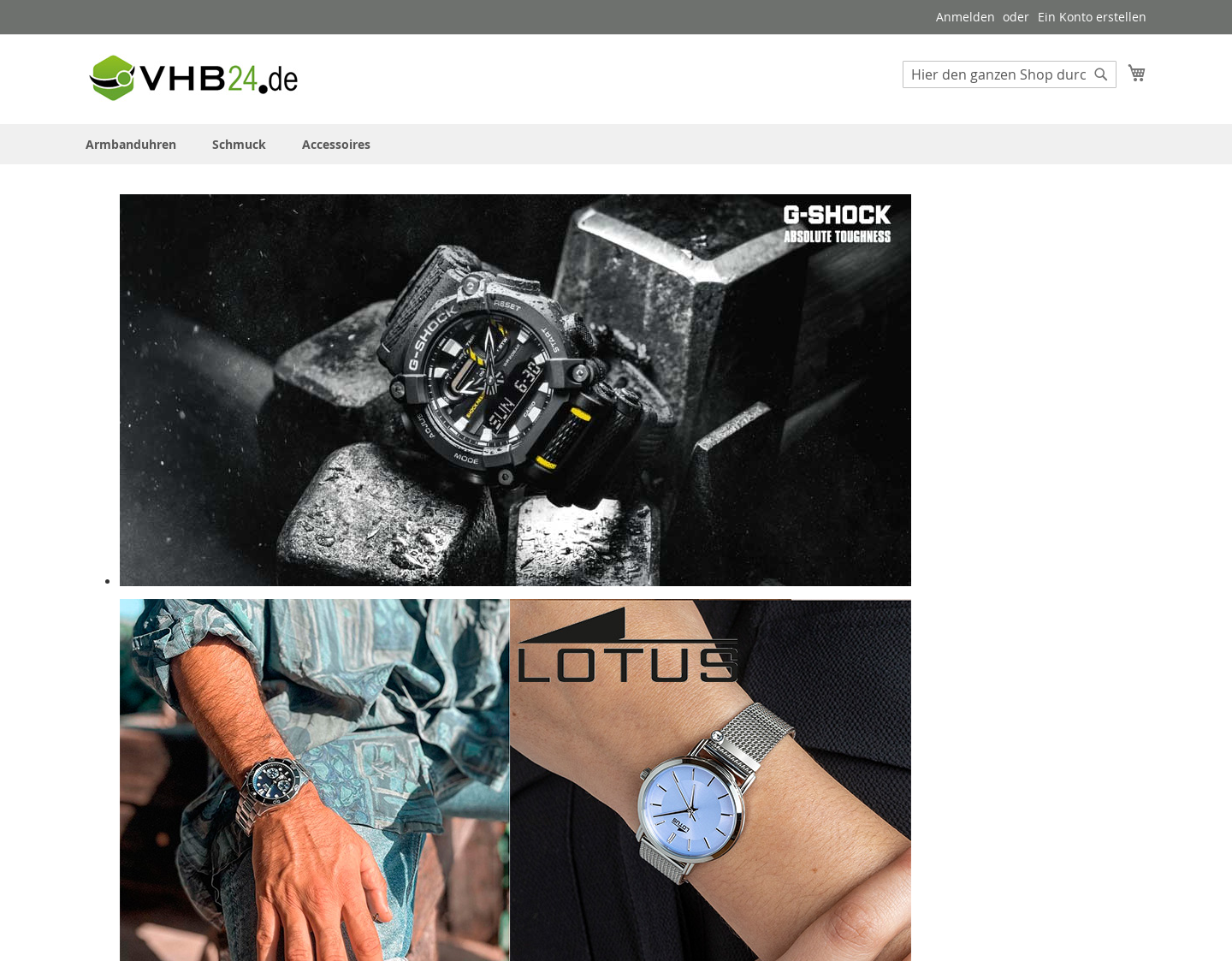 Aktuelle Website-Vorschau von Casio Uhren kauft man günstig bei VHB24.