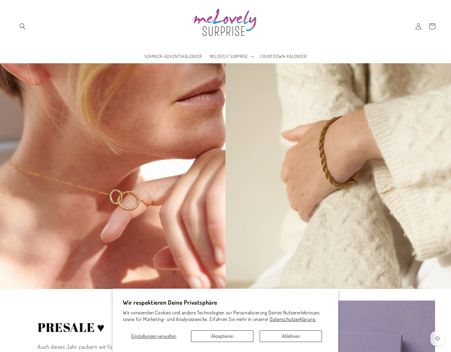 Aktuelle Website-Vorschau von Melovely.de - Schmuck & Mehr