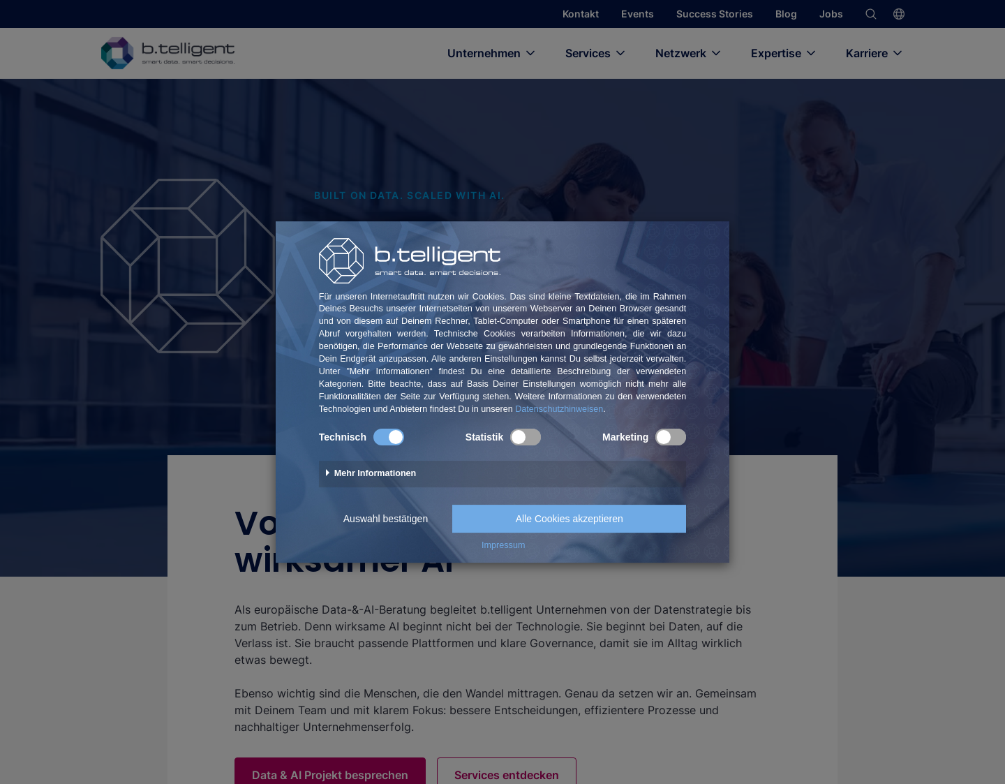 Aktuelle Website-Vorschau von b.telligent