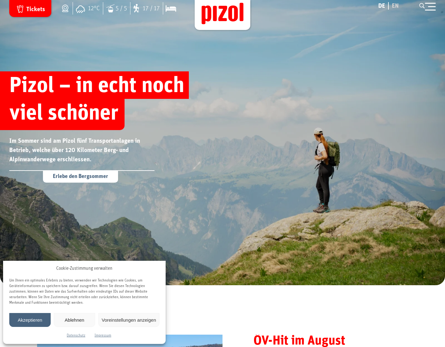 Aktuelle Website-Vorschau von Skifahren & Wandern im Skigebiet