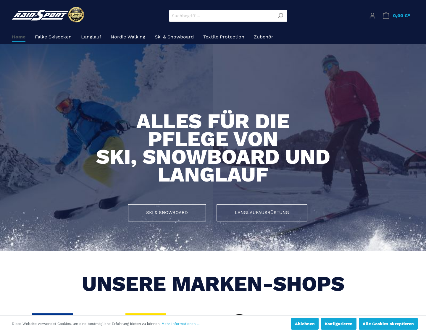 Aktuelle Website-Vorschau von Alles für Ski- und Snowboard