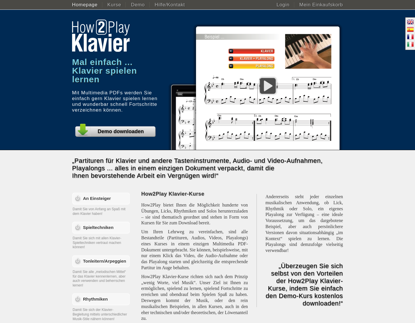 Aktuelle Website-Vorschau von Klavierunterricht bei How2Play