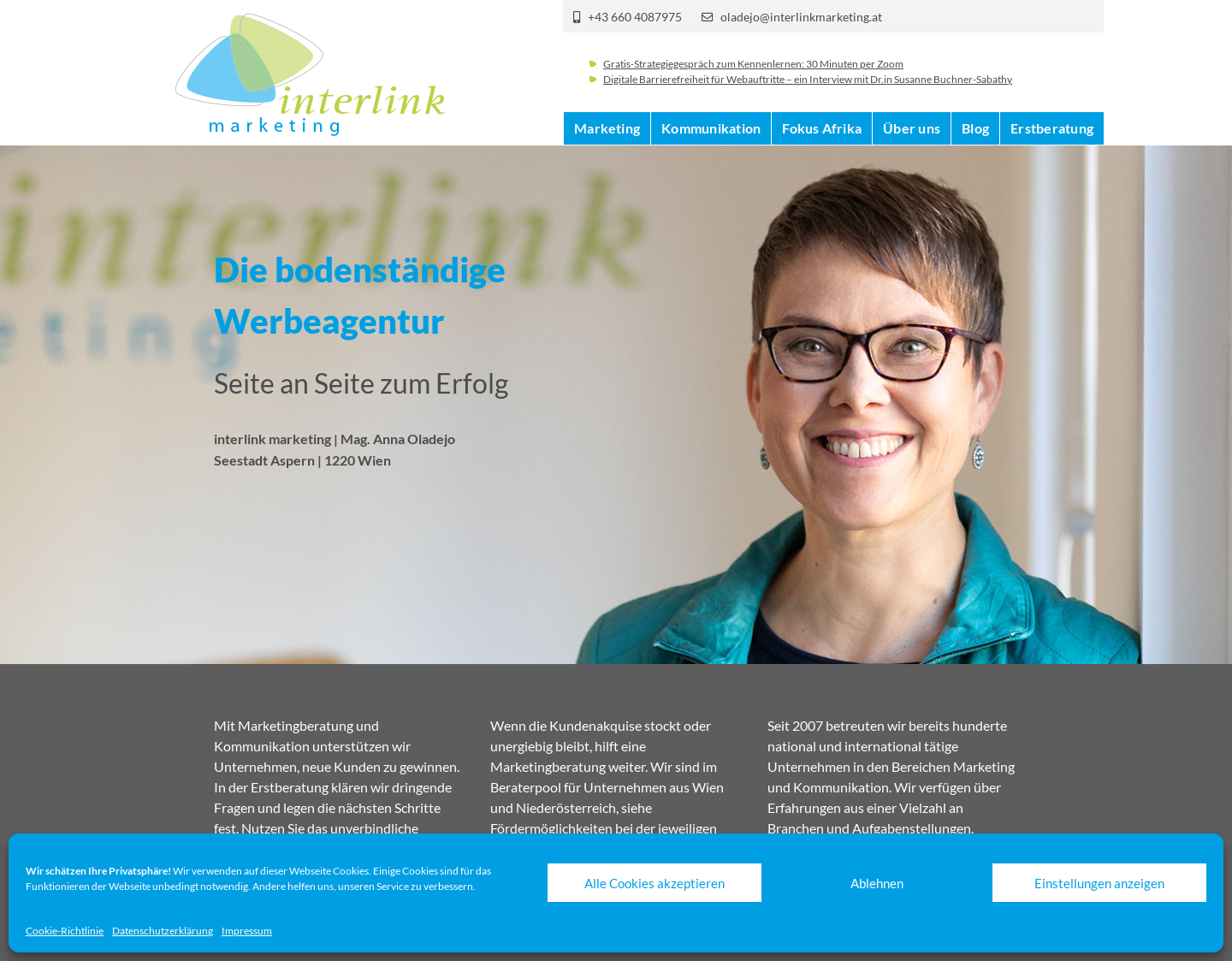 Aktuelle Website-Vorschau von interlink marketing: Erfolg und Wachstum