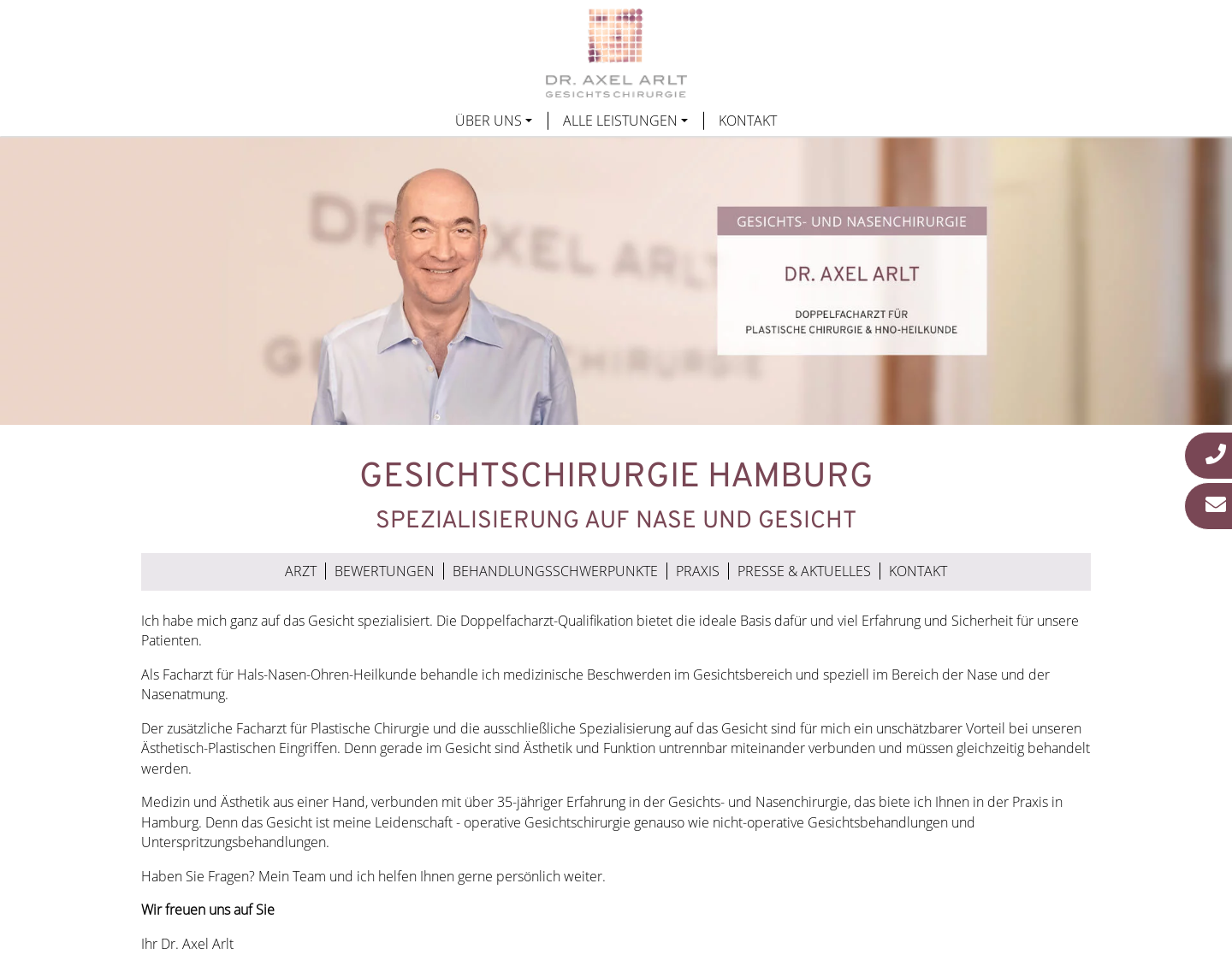 Aktuelle Website-Vorschau von Praxisklinik Brahmsallee - Dr. med.