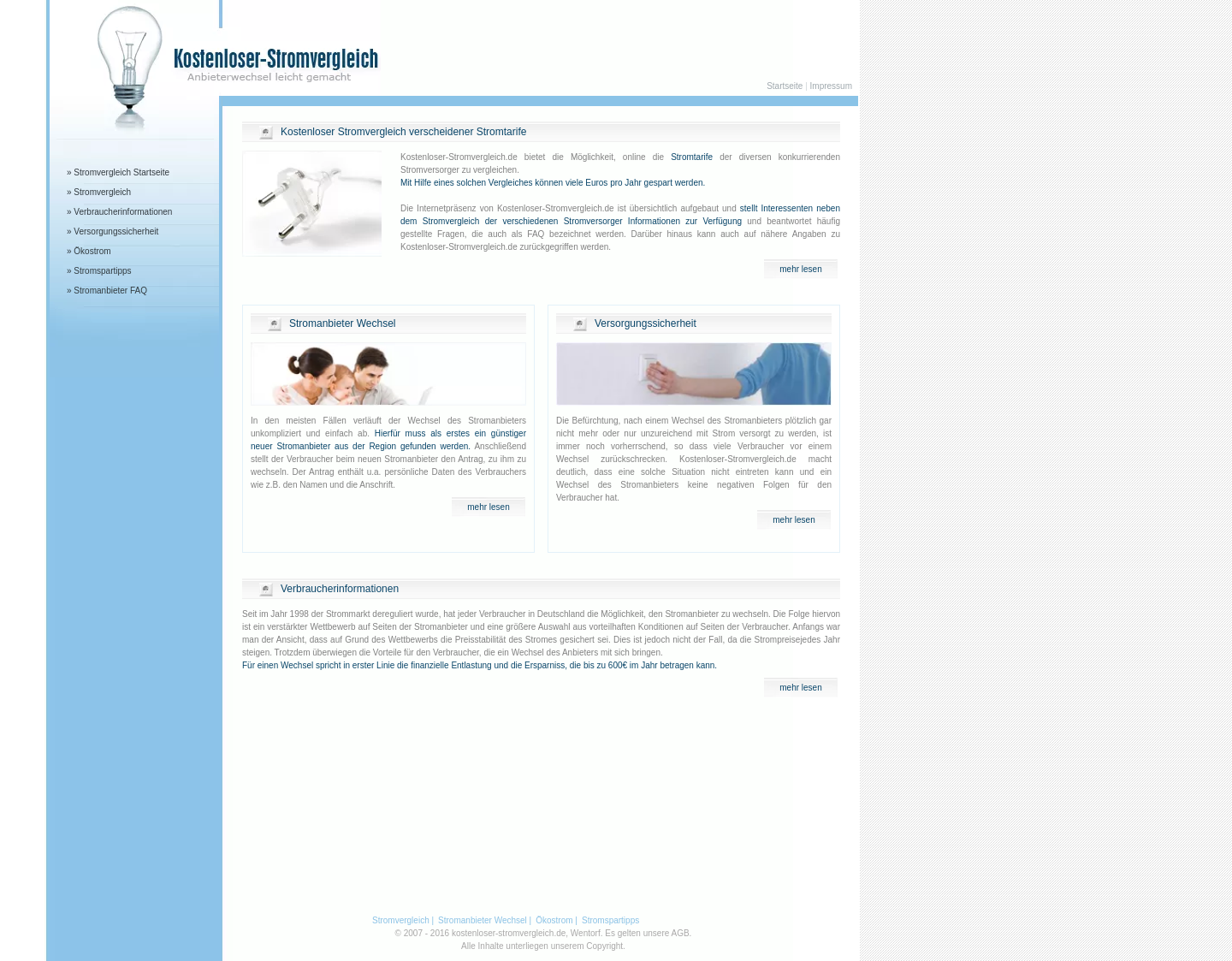 Aktuelle Website-Vorschau von Stromtarife