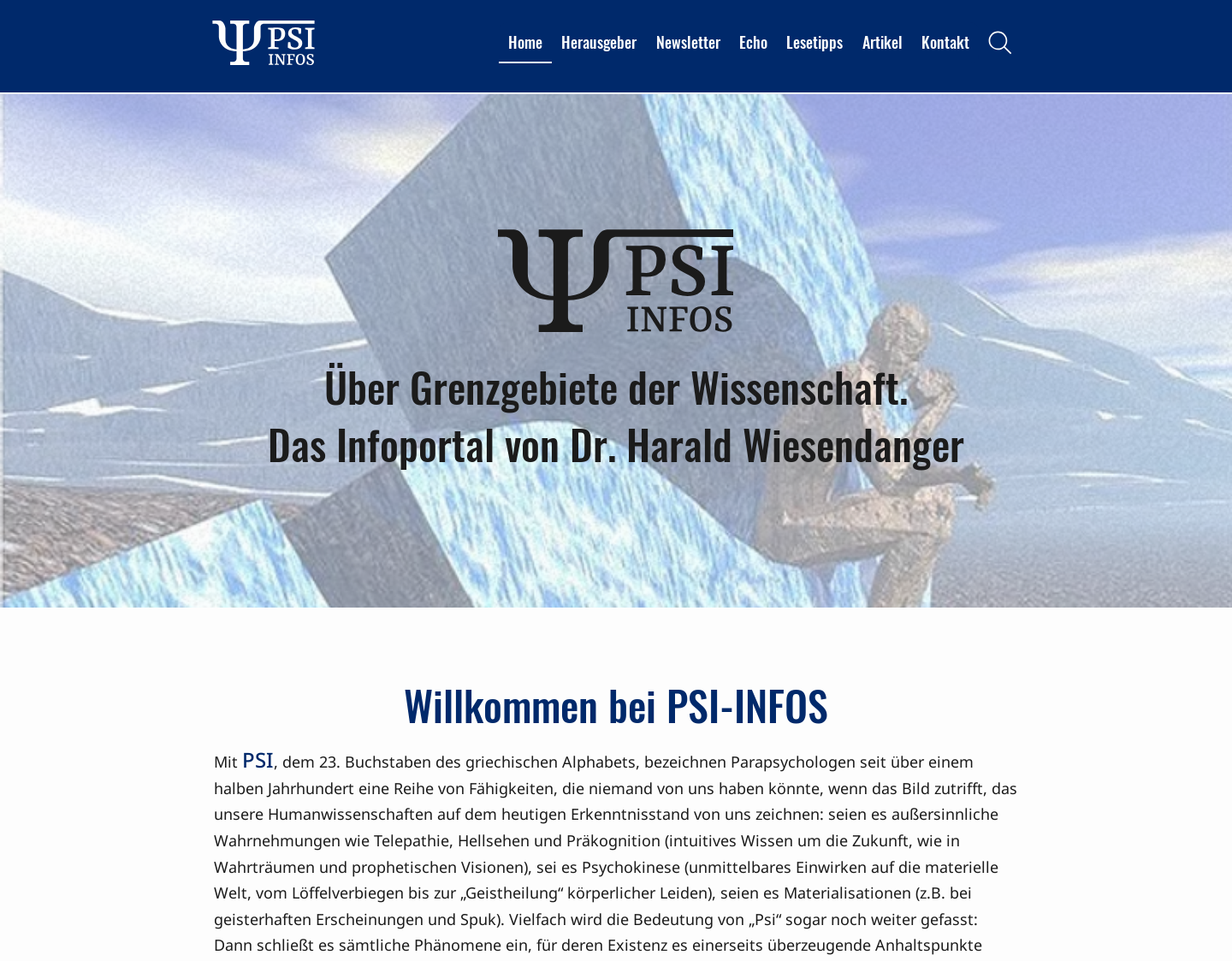 Aktuelle Website-Vorschau von PSI-INFOS - Geistiges Heilen u.v.a.