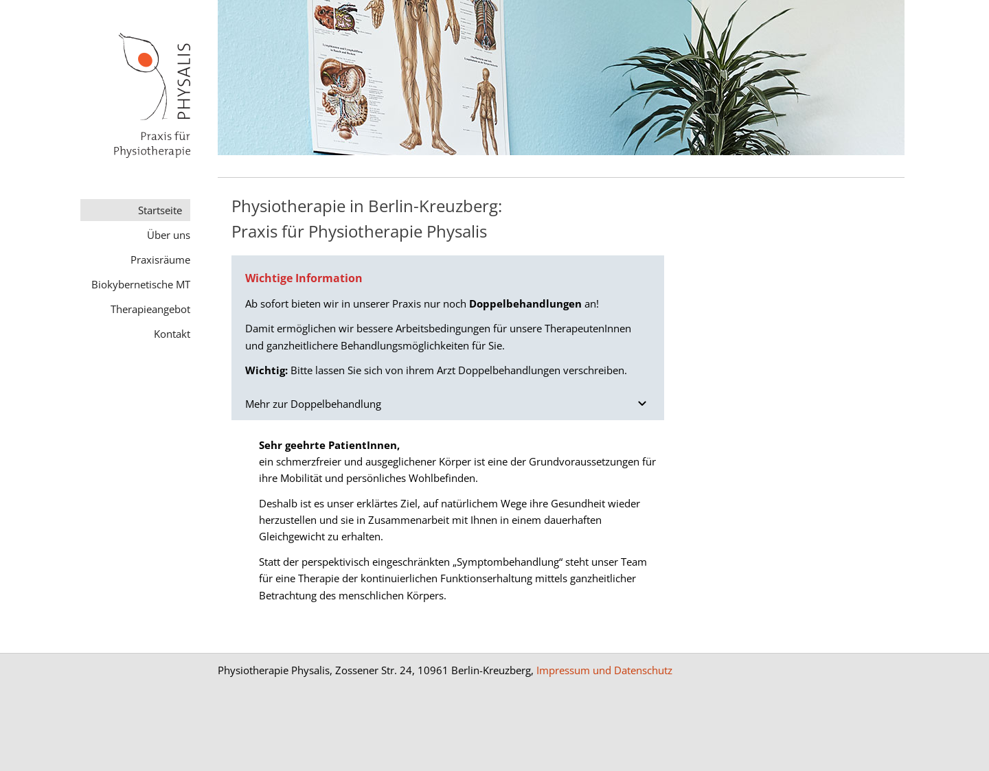 Aktuelle Website-Vorschau von Physiotherapie Kreuzberg Physalis