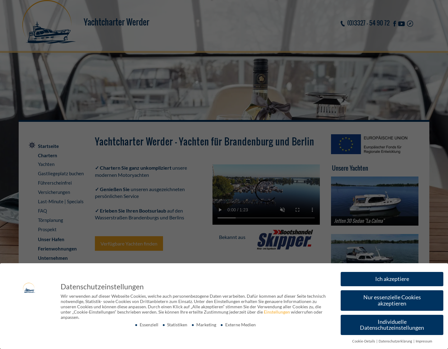 Aktuelle Website-Vorschau von Hausboote Havelland
