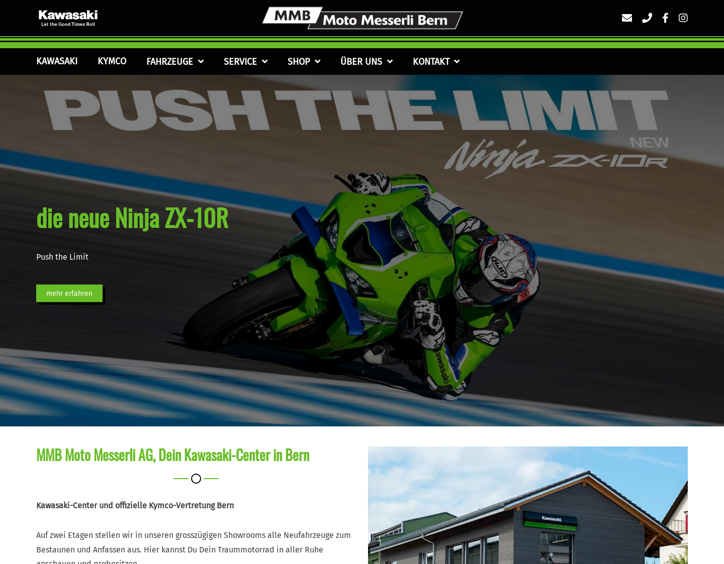 Aktuelle Website-Vorschau von Kawasaki Bern | Honda Bern
