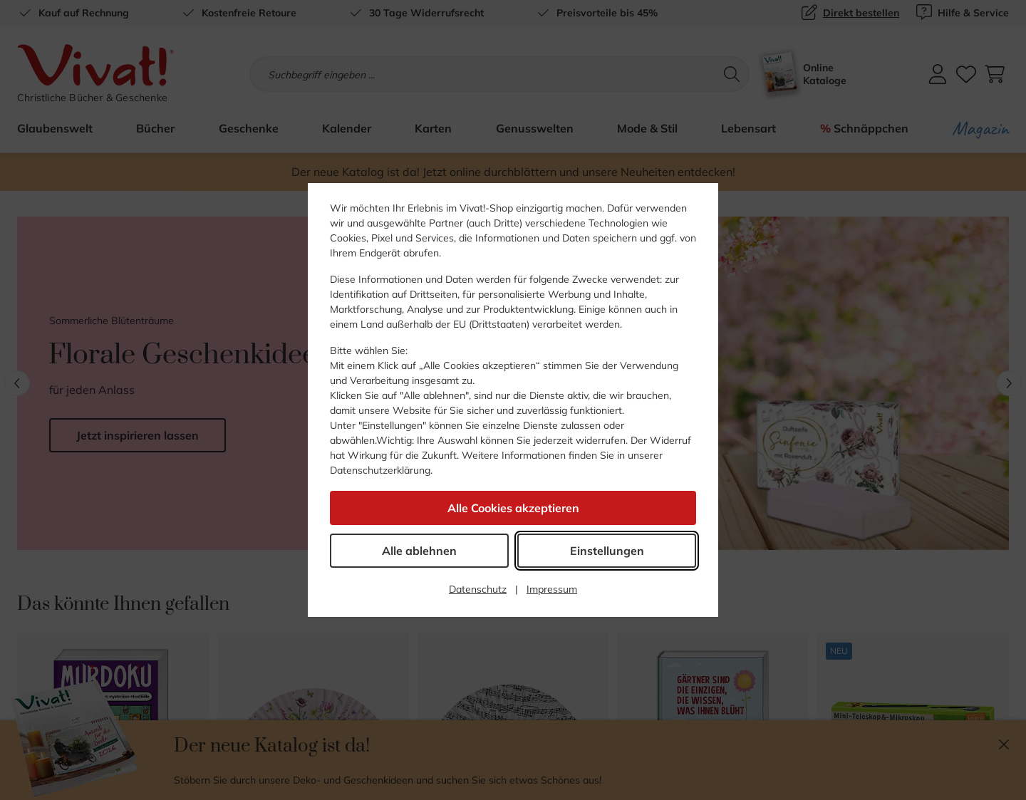 Aktuelle Website-Vorschau von Vivat! - Christliche Geschenkideen