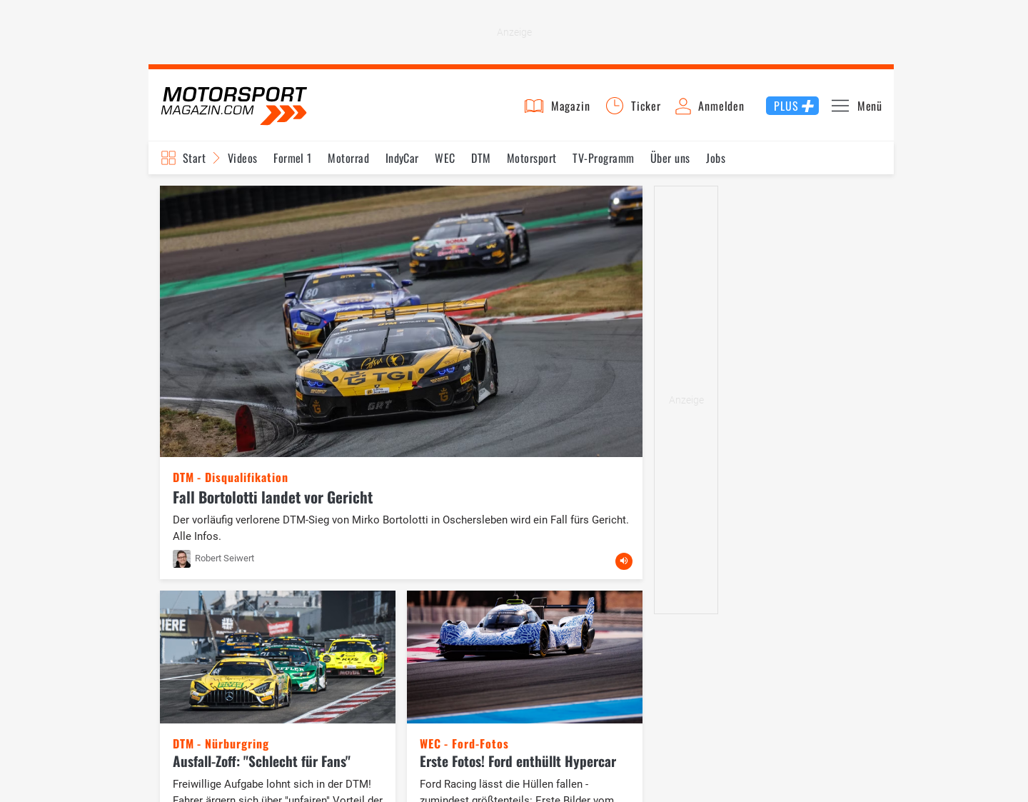 Aktuelle Website-Vorschau von Motorsport-Magazin.com
