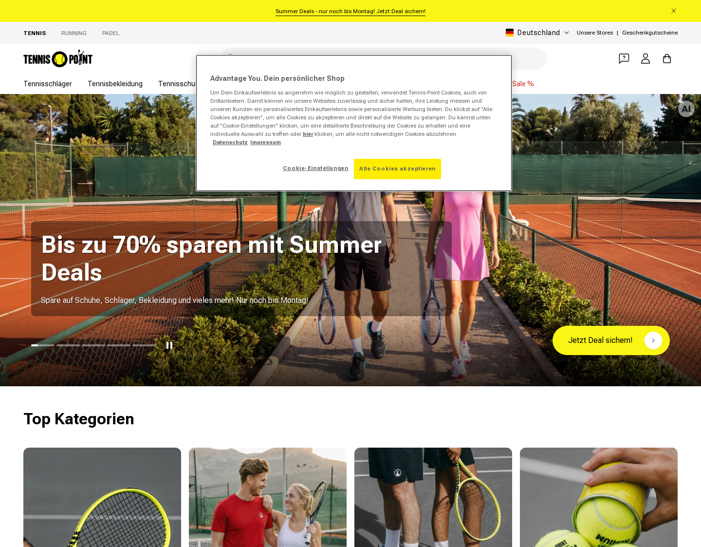 Aktuelle Website-Vorschau von Tennisschuhe von Tennis-Point