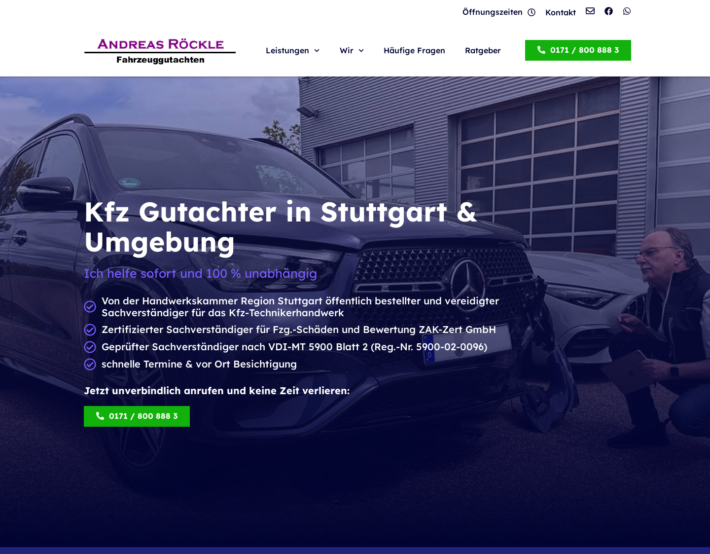 Aktuelle Website-Vorschau von Fahrzeuggutachten