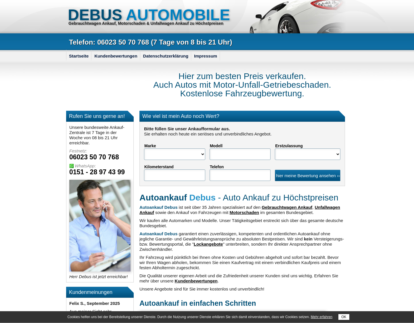 Aktuelle Website-Vorschau von Autoankauf Frankfurt